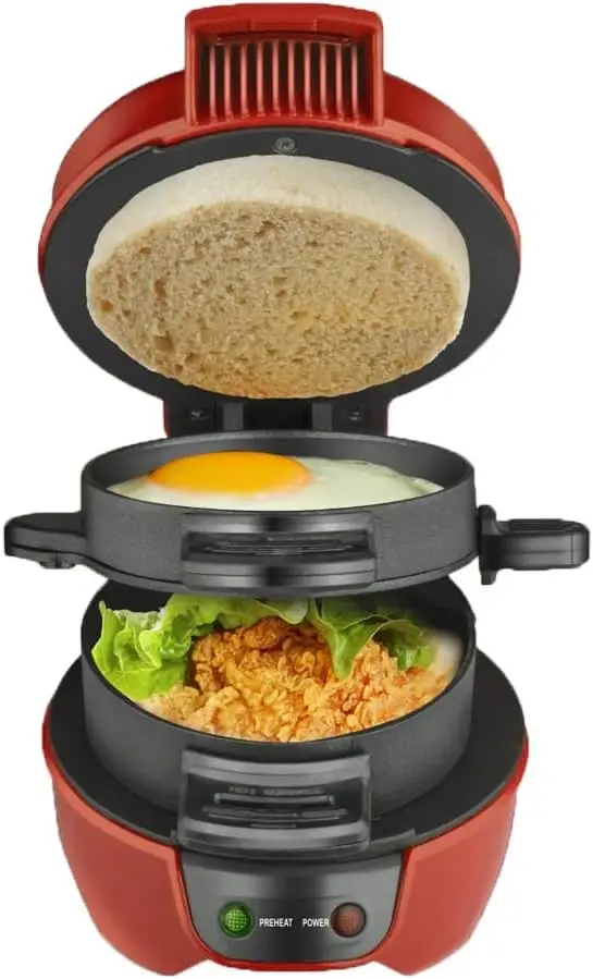 

Burger Sandwich Maker, 3-in-1Breakfast Burger Machine, Household Multifunctional Hamburger Machine, Fried Egg and Steak Machine,