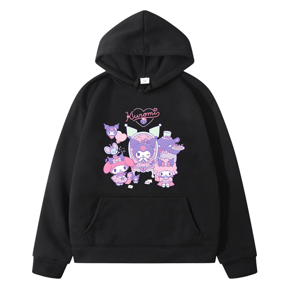 

Kulomi print anime hoodie Fleece sweatshirt boys pullover Cartoon Jacket Sanrio Kawaii hoodie y2k sudadera kids clothes girls