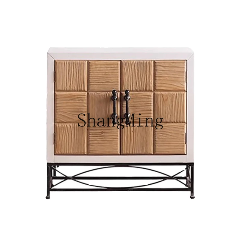 

ZYH solid wood retro old locker entrance living room storage decorative cabinet