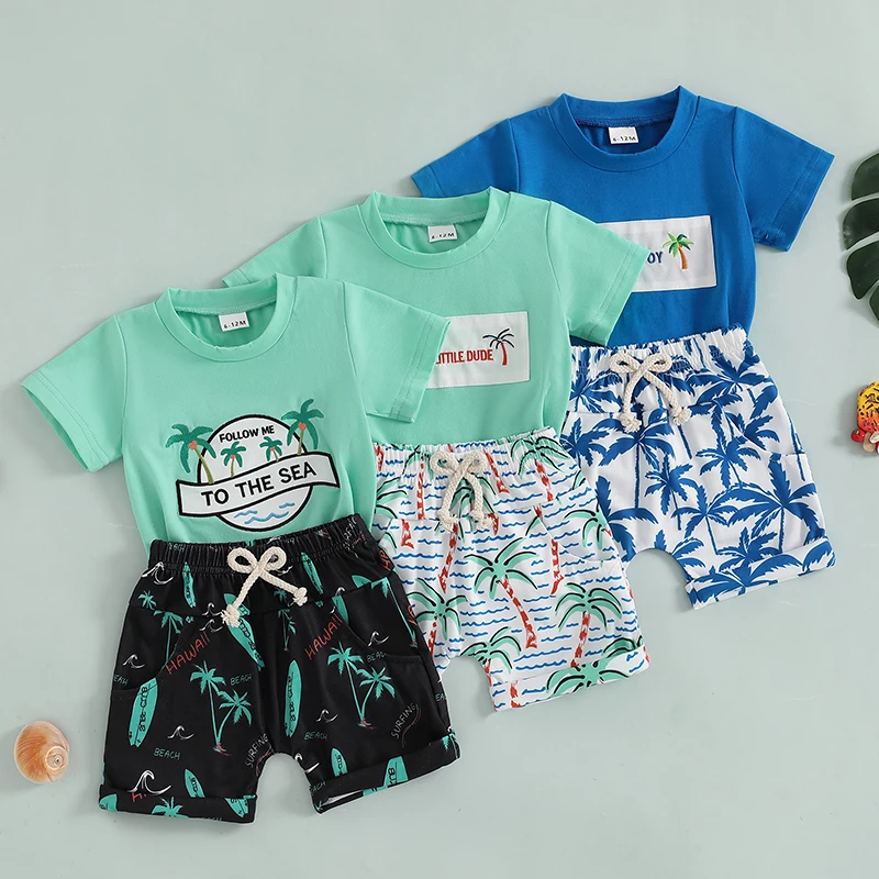 Lioraitiin Toddler Boys Summer Outfit Shorts Set