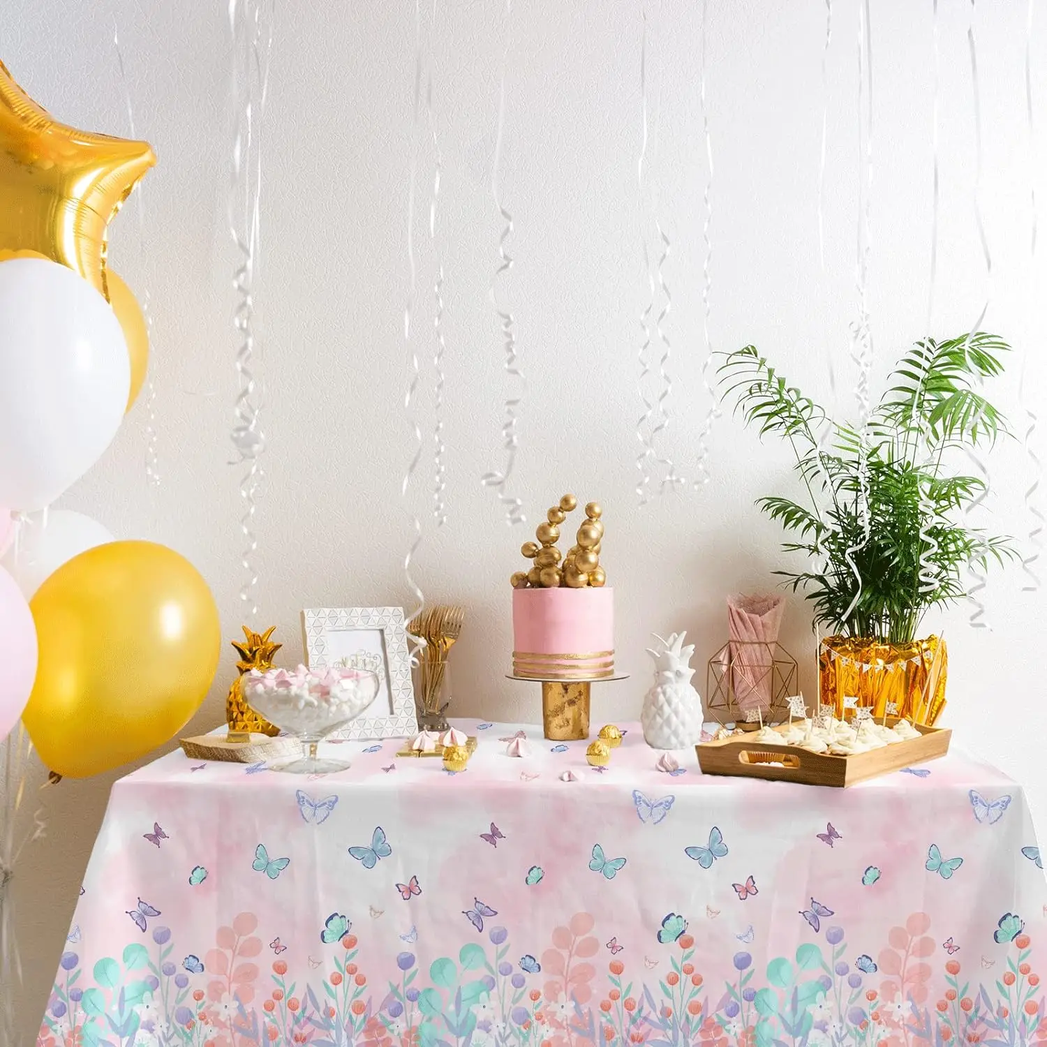 Butterfly Party Supplies Disposable Tableware Tablecloth Butterfly Balloon Cake Topper Butterflly Birthday Decorations