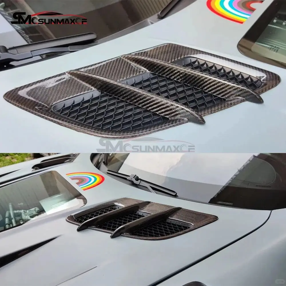 Carbon Fiber Engine Hood Vents Scoop Air Flow Mesh Cover Trim For 2015-2023 Mercedes Benz AMG GT GTS GTR GTC C190 R190