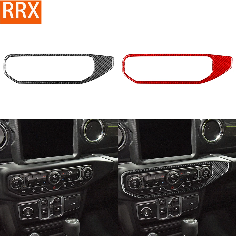 

For Jeep Wrangler Gladiator 2020-2023 Dashboard AC Control Panel Trim Cover Real Carbon Fiber Stickers Car Interior Accessories