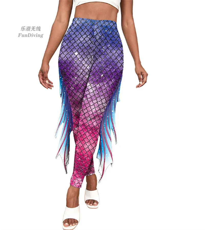 New Original Mermaid Fish Scale Swimming Pants HD Printing Oceanarium Performance Clothing Role Play Belly Dance Mermaid Clothes