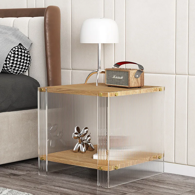 INS North Europe Acrylic Nightstand Bedroom Bedside Locker Living Room Sofa Square Side Table Balcony Coffee Table Clutter Rack