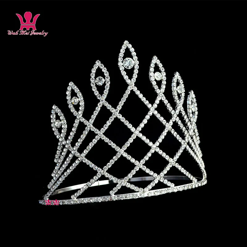 

Tall Crown Tiara Miss beauty Pageant Rhinestone Crystal Bridal Princess Wedding imitation jewelry Party Hair Accessories Mo014