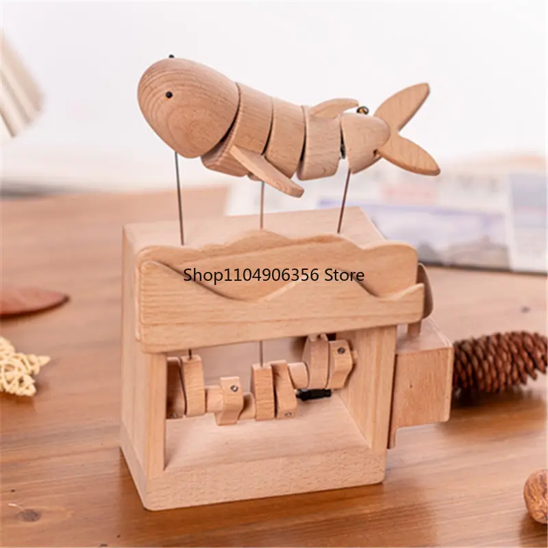 

New whale electric toy genuine creative solid wood ornament birthday gift