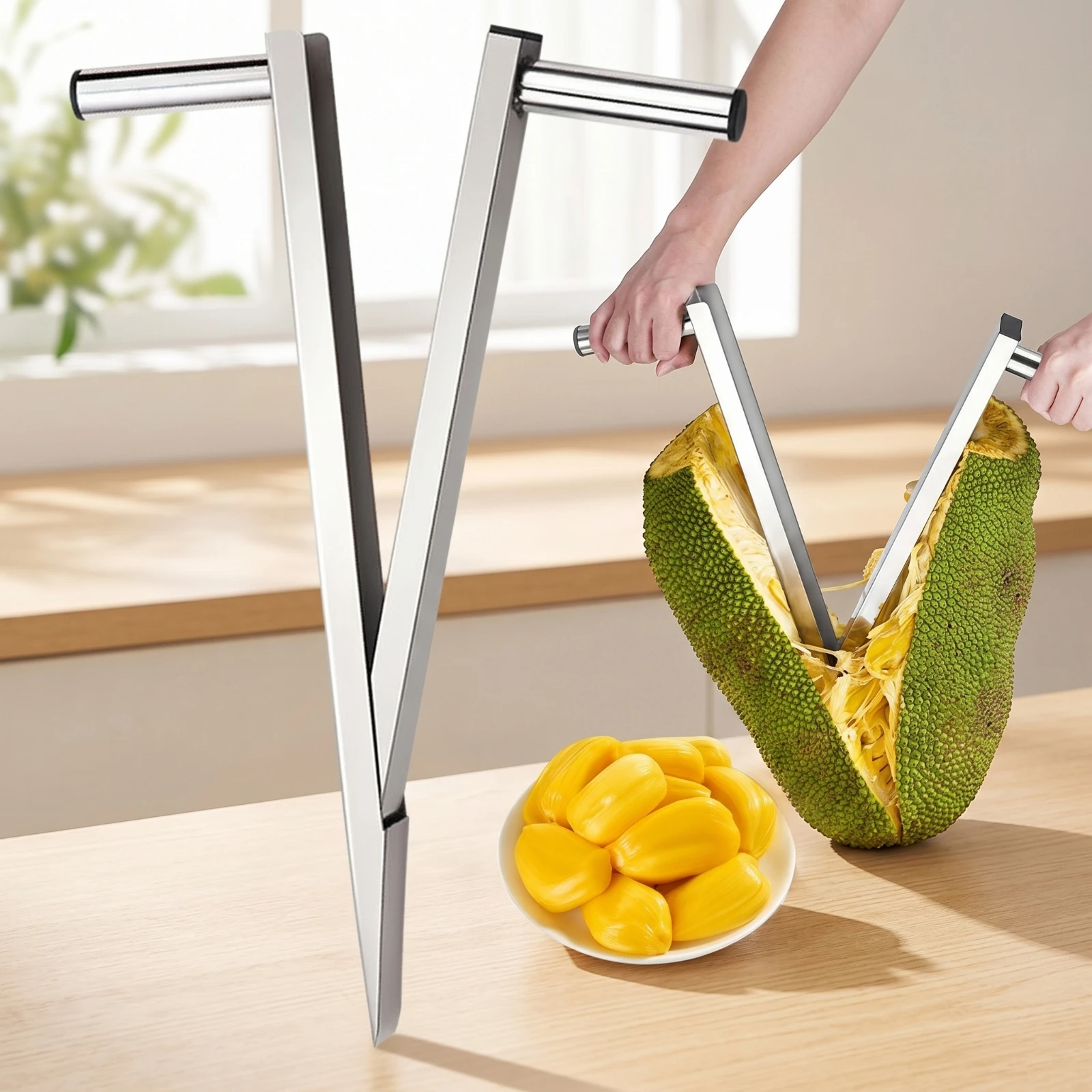 Jackfruit Cutter Pointed End Stainless Steel Jackfruit Cutter Kitchen Helper Lever-Style