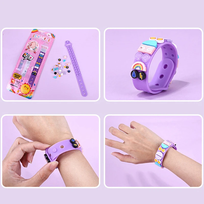 DIY Building Blocks Dots Bracelets Creative Craft Friendship Silicone Wristband Bracelet Making Kit Kids Educational Toys Gifts