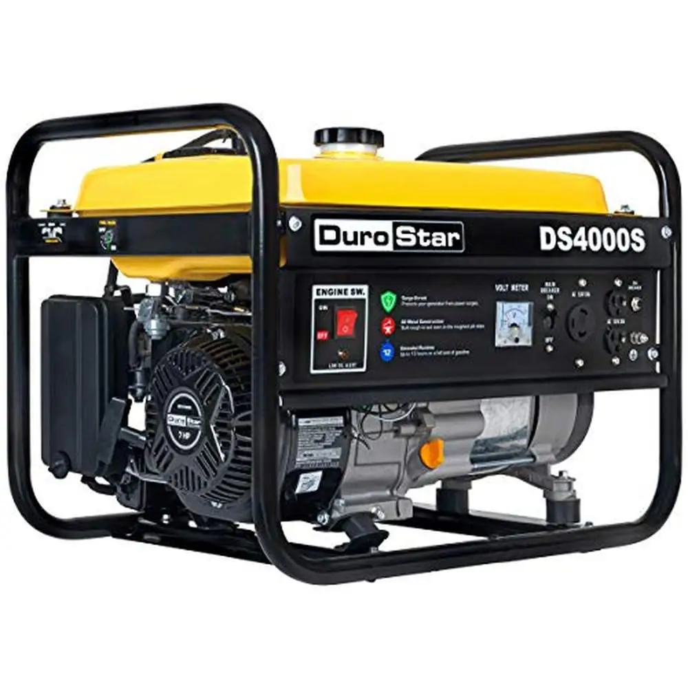 Portable Gasoline Generator 4000W Peak 3300W Running Power Panel Low Oil Shutoff 120V Outlets Twist Lock EPA/CARB Compliant