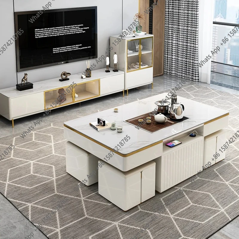 

Современный регулируемый журнальный столик Ii Clear Nordic: роскошный дизайн, белый цвет, умный столик для гостиной, приставной столик для дома