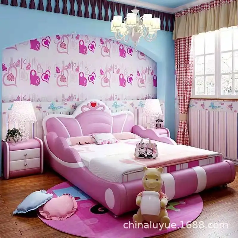 Princess Fantasy Children\'s Princess Girl Girl Girl Soft Circumcision Simple Modern Single Bed