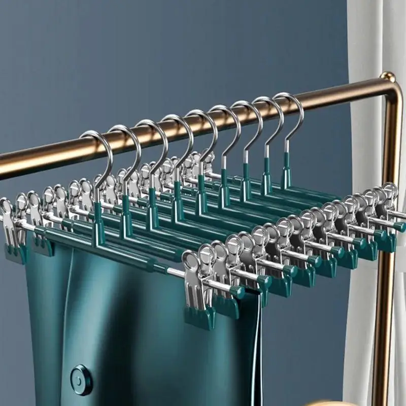 5 Pcs Rack Clip Stainless Steel Trousers Wardrobe Clip Anti-slip Clothespin Pants Clamp Clothes Hanger for Skirt