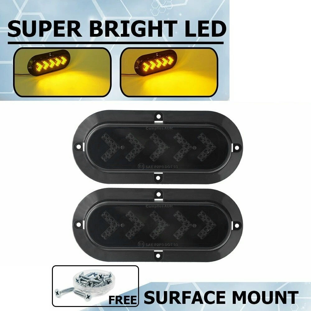 

2Pcs 6inch 25-SMD LED Tail Turn Signal Light Waterproof Oval Brake Stop Lamp for Boat ATV Truck Trailer Smoked Amber