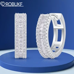 D Color VVS All Moissanite Hoop Earrings for Women Lab Diamond 925 Sterling Silver 18K White Gold Plated Wedding Jewelry Gift