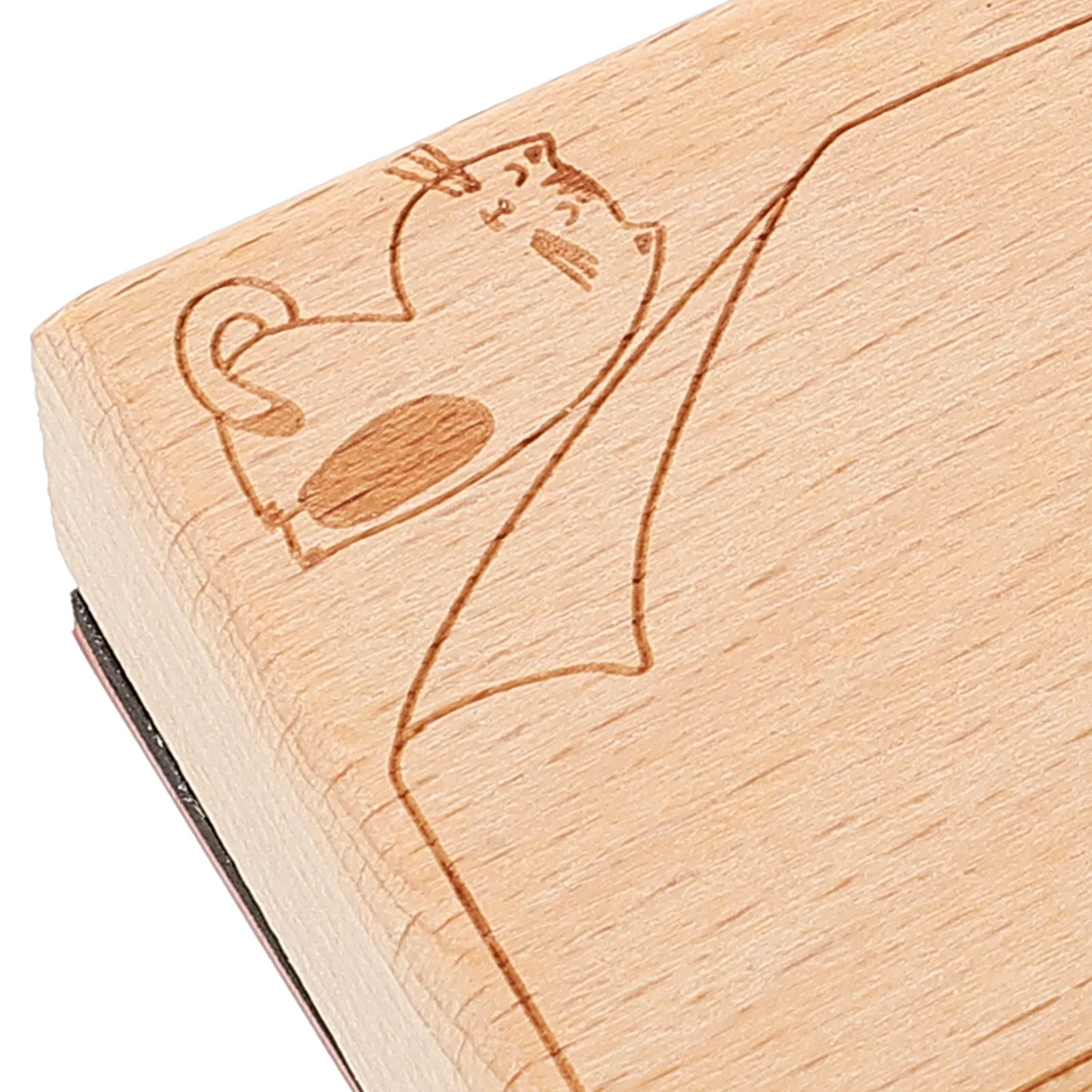 2Pcs Wooden Cat Stamps Vintage Style Stamp Collection for Journaling Scrapbook DIY Note Taking Portable Theme