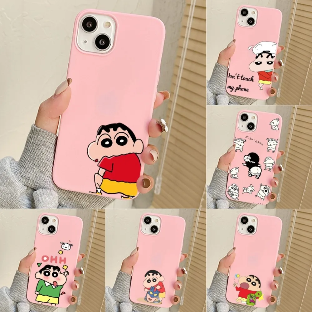 Cute C-crayon S-shin-chan-csc Phone Case For Iphone 11 13 14 Pro Max X Xr Xs Max Se2020 12mini Pink Cover Case