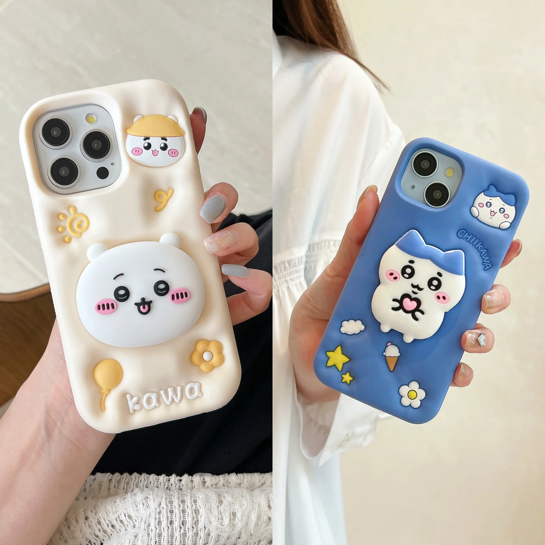 

Cute Chiikawa Hachiware Usagi Phone Case, Cartoon Anime for iPhone 11,12,13,14,15 Pro Max, Soft Bumper Silicone Hard Cover