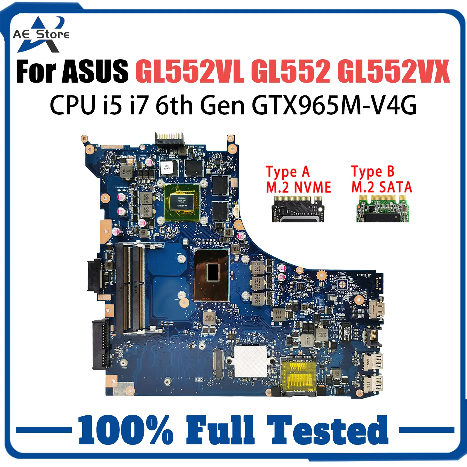 GL552VL Laptop Motherboard For ASUS ROG GL552 GL552VX GL552V ZX50V Mainboard i5-6300HQ i7-6700HQ GTX965M