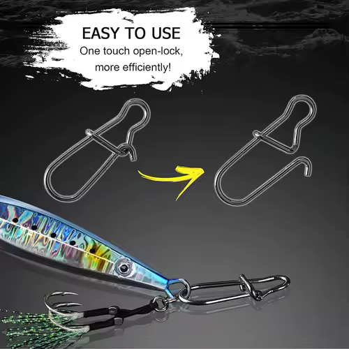 50Pcs Crankbait Snaps Stainless Steel Duo Lock Lure Snaps Quick Change Fishing Clips Fast Speed Clips Snap Hook Connector - Image 3