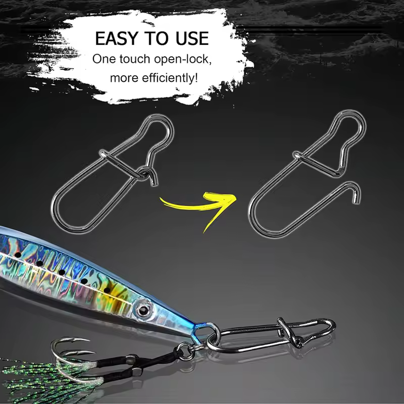 50Pcs Crankbait Snaps Stainless Steel Duo Lock Lure Snaps Quick Change Fishing Clips Fast Speed Clips Snap Hook Connector - Image 3