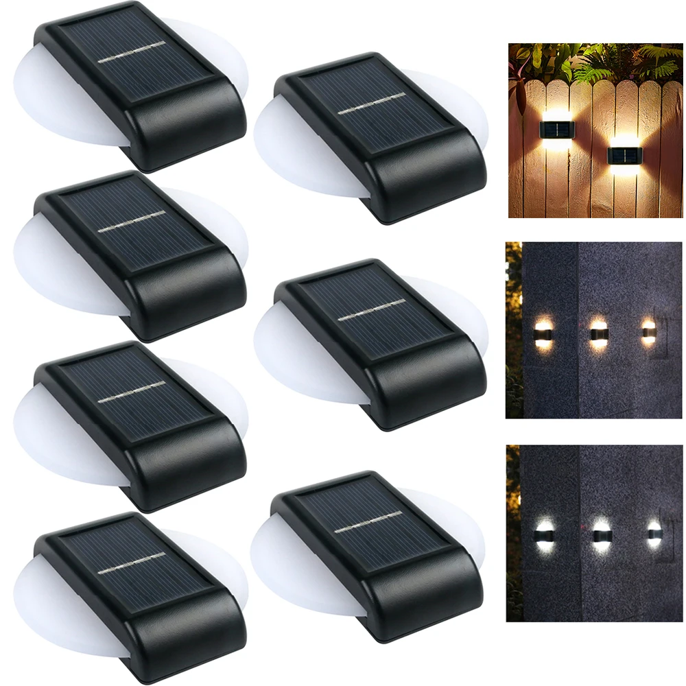 

6-1pack Up Down Luminous Outdoor Solar LED Lights IP65 Waterproof Garden Villa Porch Night Light for Courtyard Stair Fence Decor