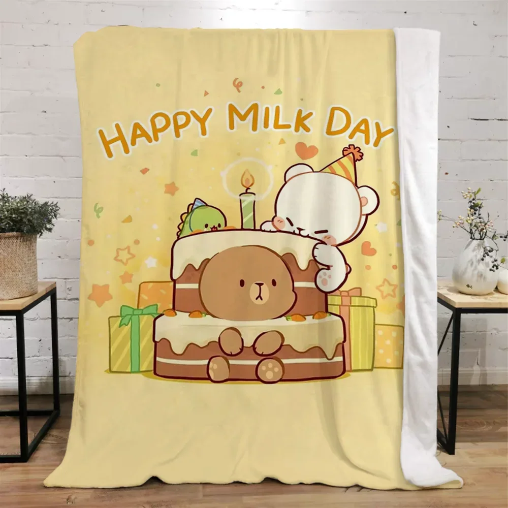 Milk Mocha Bear Kid's Blanket King Size Beach Towel Decorative Blankets for Sofa Fluffy Plaid Luxury Bedding Home and Decoration