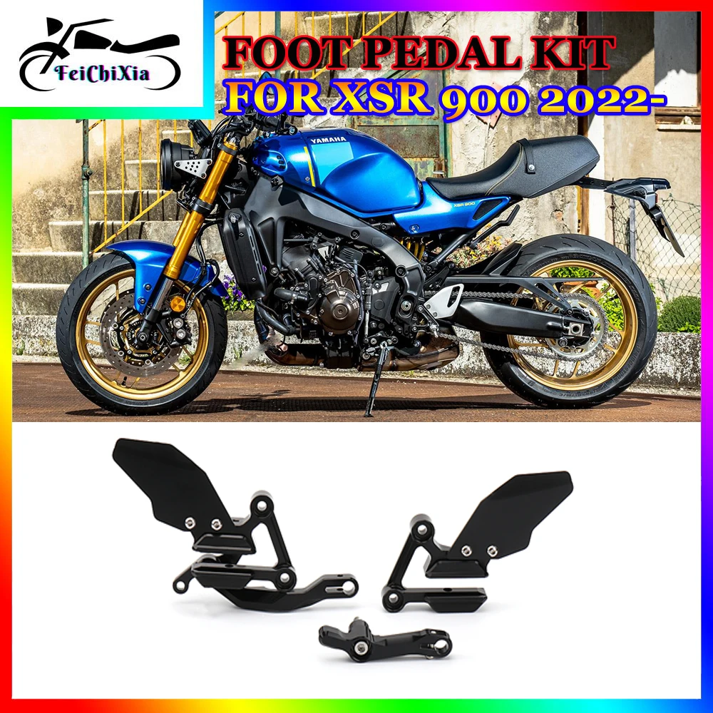 For Yamaha XSR 900 XSR900 2023 2022 Motorcycle Accessories Adjustable Footrest Black Footpeg CNC Pedals Rearset Foot Peg