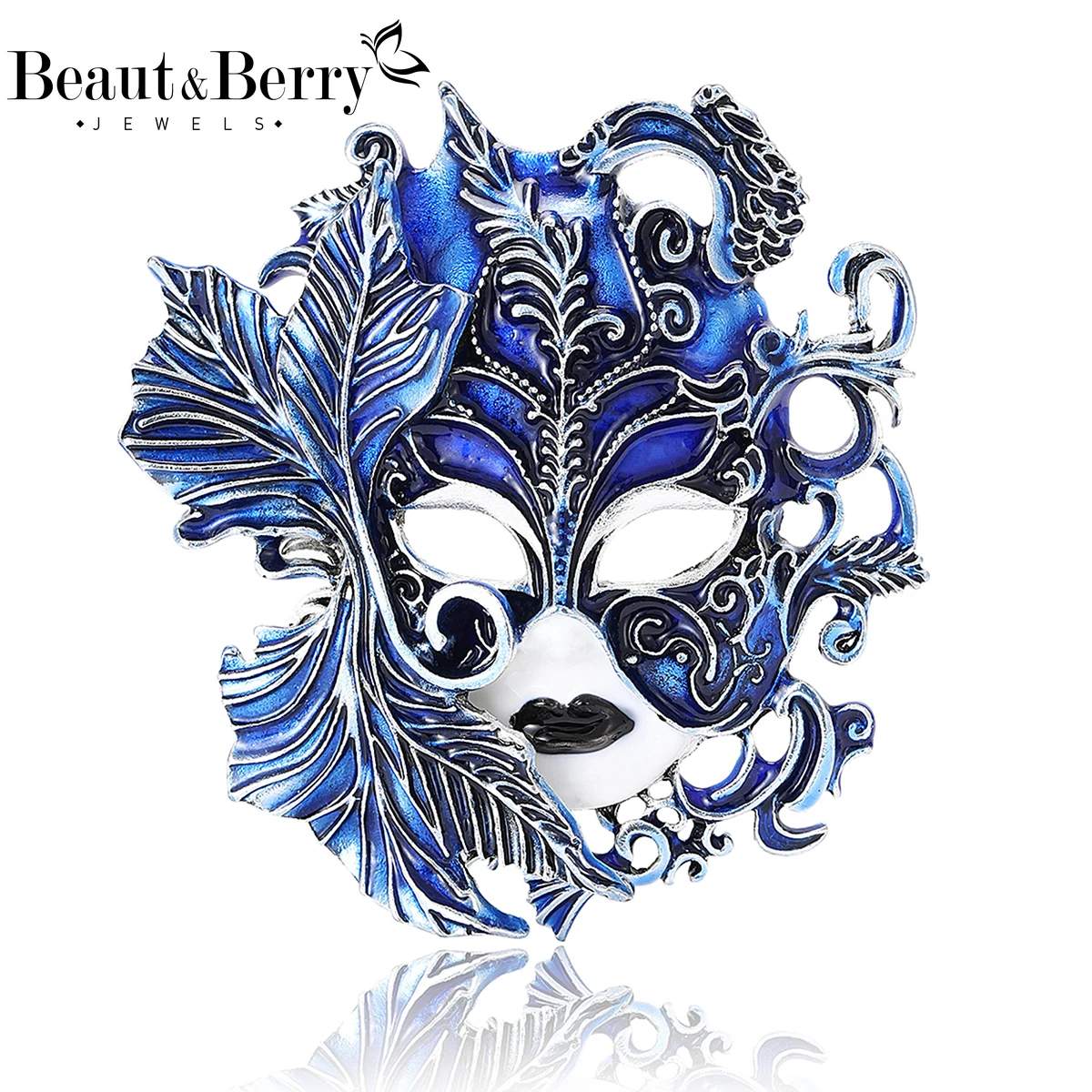 Beaut&Berry Vintage Enamel Mask Brooches for Women Unisex Figure Pins Casual Party Accessories New Gifts Friends Decoration