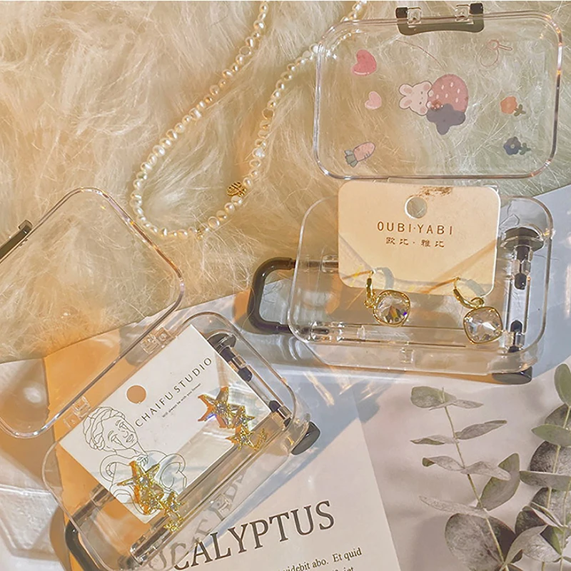 Mini koper kotak penyimpanan perhiasan wanita indah anting kecil kalung Showcase rumah boneka tas tangan Model kotak kemasan