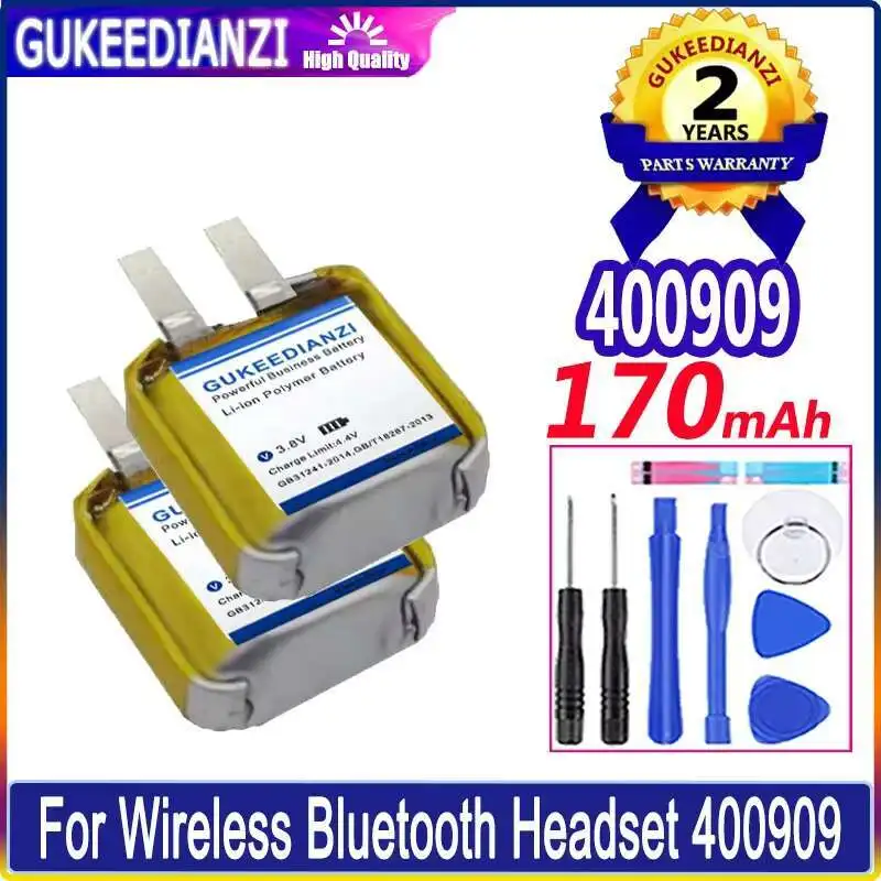 

For Tws Wireless Bluetooth Headset 400909 2pcs Stable Premium Replacement 170mAh Earphone Battery