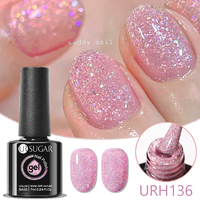 UR SUGAR 7ml Nude Pink Sequins Flakes Hybrid Nail Gel Polish 140 Colors Glitter Semi-permanent Varnish Nail Art Base Top Gel