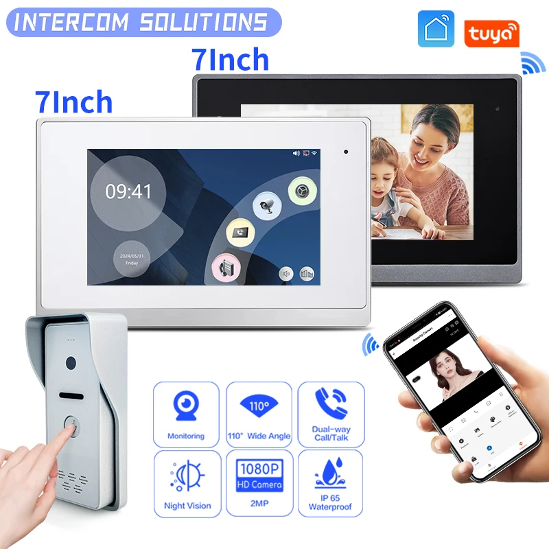 

Tuya 2MP smart visual video doorbell camera remote control wired 1080p hd smart wifi door video intercom