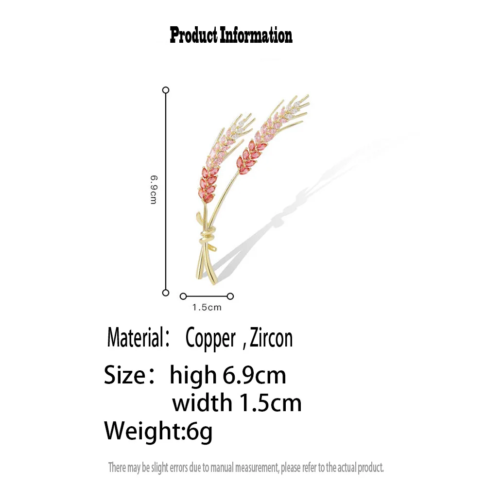 Simple Rhinestone Wheat Ear Brooch Collar Pins for Suit Shining Women Men's Party Banquet Brooches Jewelry Accessories