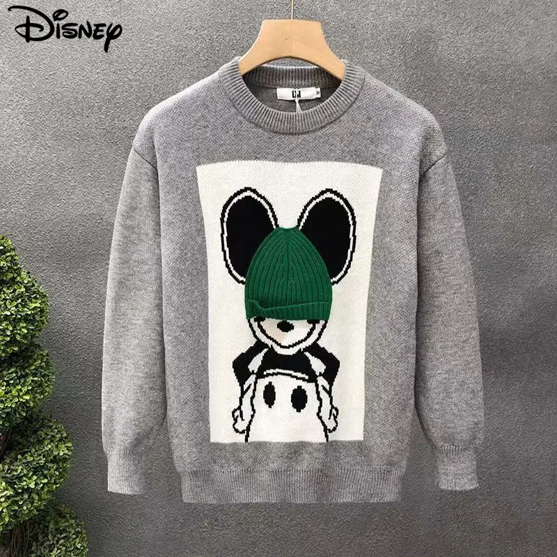 Disney New Arrival Top Fashion Casual Cotton Knitting Mickey Mouse Pullover Autumn And Winter Heavy Plush O-Neck Sweaters