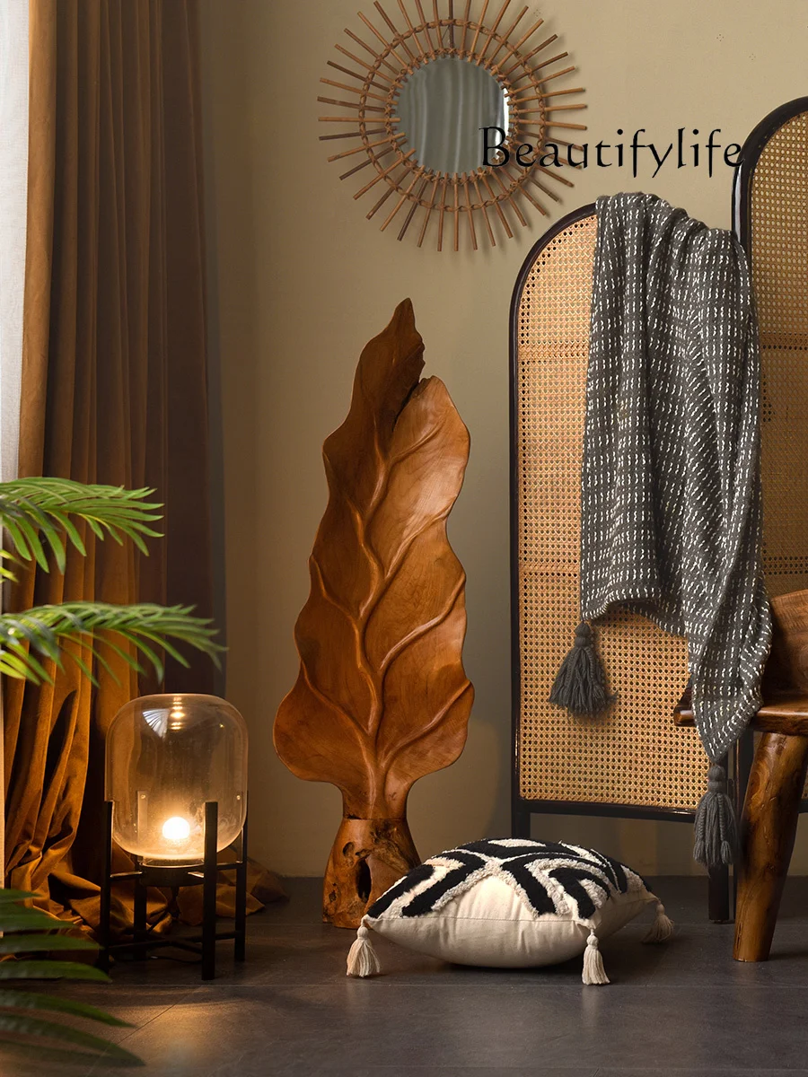 

Indonesia original imported leaf root carving ornament solid wood ornament teak home wood carving handicrafts