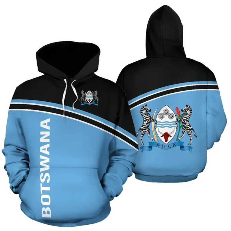 

Botswana Emblem 3D Printing Hoodies The Republic-of Botswana Map Flag Graphic Hooded Hoody Casual Hooded Sweatshirts Pullovers