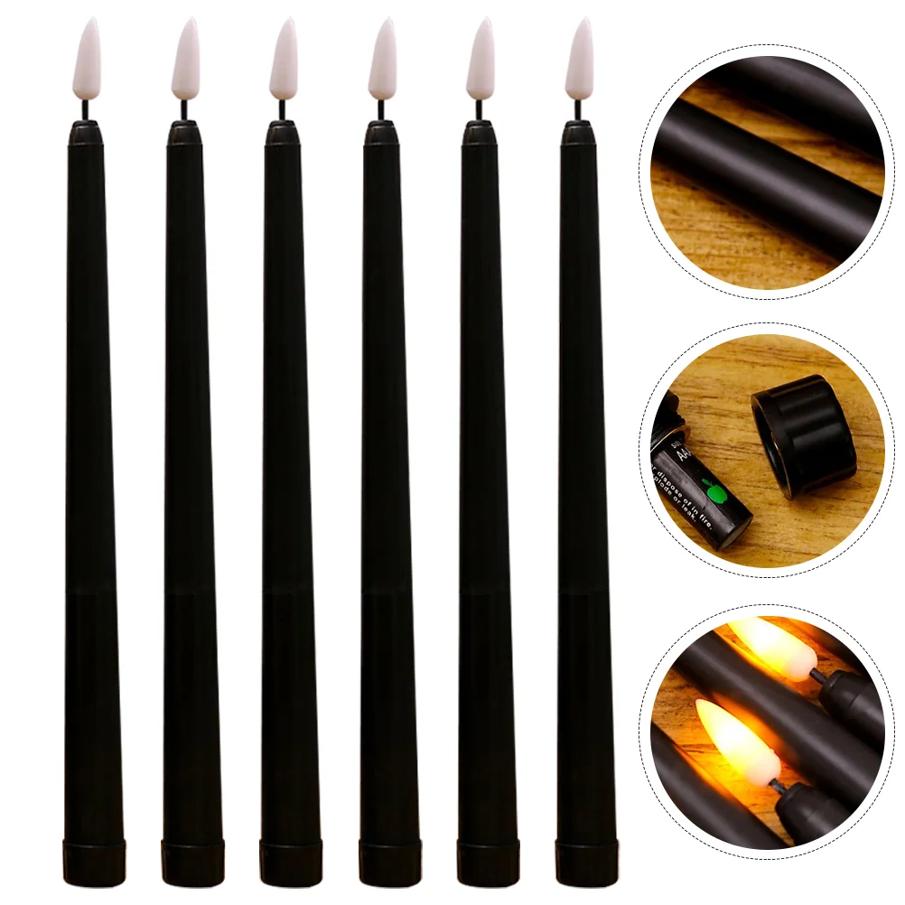 6 Pcs Christmas Flameless Candles Decorative Light LED Wedding Party Supply Black