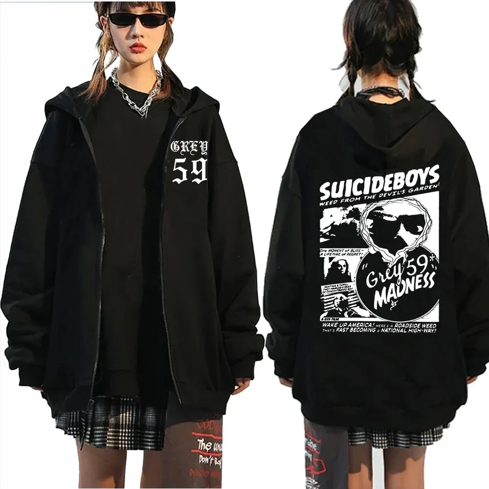 Suicideboys G59 Zipper Hoodies For Men Women Long Sleeves Streetwear Retro Gothic Hip Hop Music Fans Gift Zip-up Jacket Coats