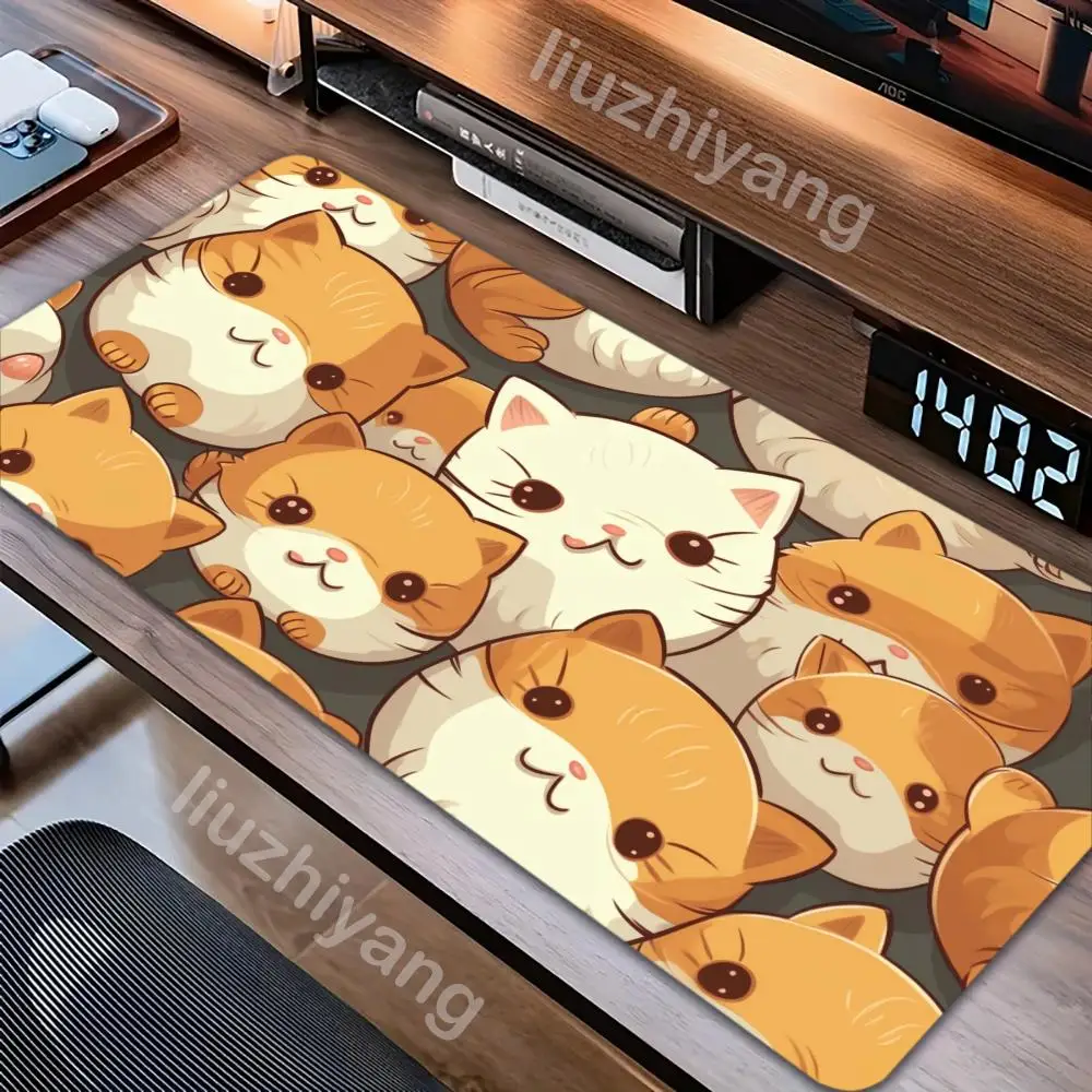 

Большой коврик для мыши с мультяшным котом, большой коврик для компьютера, офиса, игр, XXL, резиновый, противоскользящий, для игровой клавиатуры и мыши, длинный настольный коврик