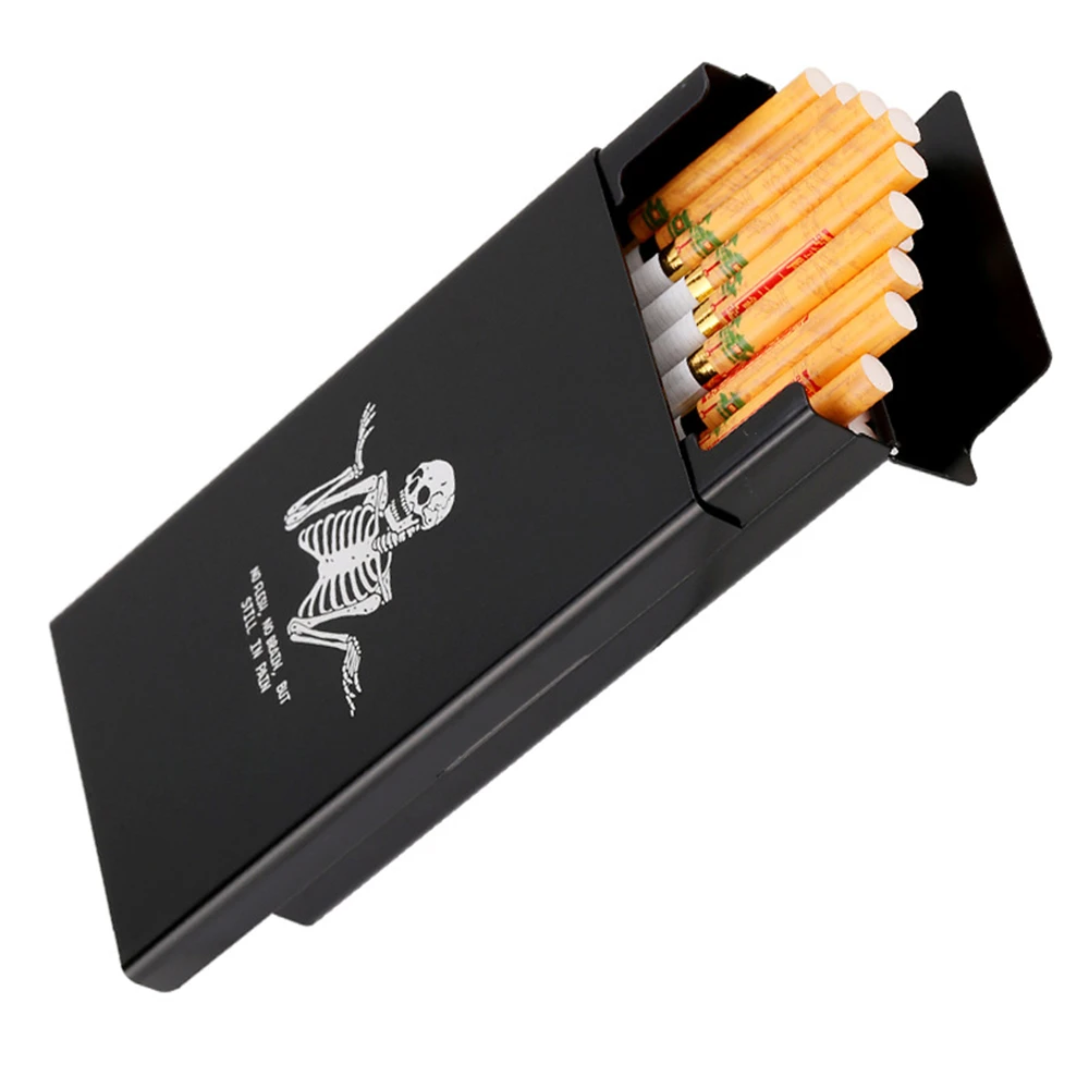 Portable Long Cigarette Case 20pcs Capacity Thin Cigarette Box Tobacco Holder Aluminium Alloy Storage Container Smoking Gadgets