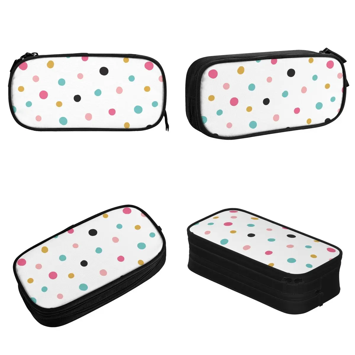 Fun Colorful Polka Dots Abstract Multicolored Pencil Case Pencil Pouch Pen Box Student Big Bag Students School Gift Stationery