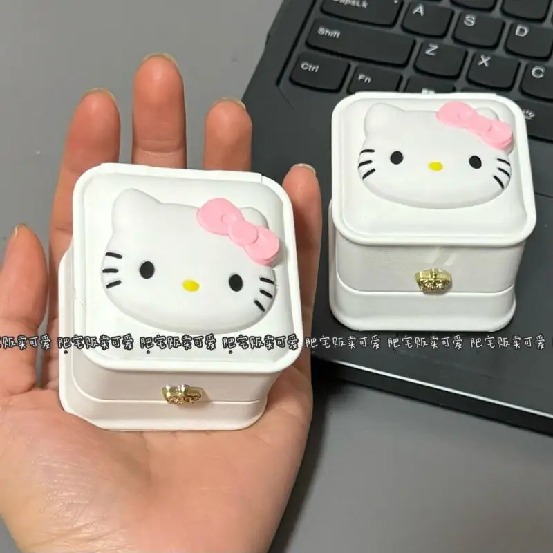 Hello Kitty Sanrio Plush Kawaii Cartoon Cute DIY Confession Gift Proposal Ring Box Jewelry Box Anime Plush Toys for Girls Gift