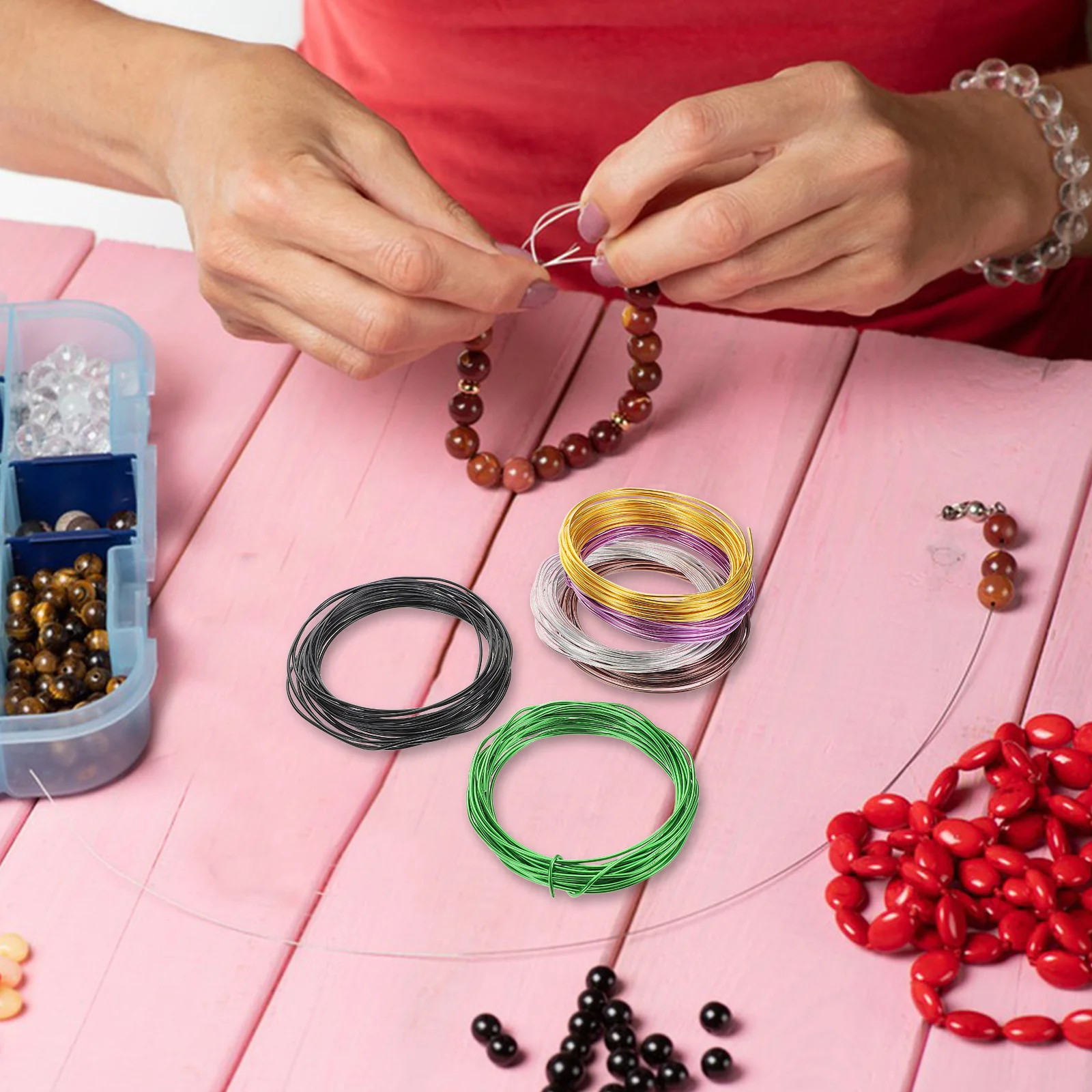 6 قطعة سلك ألومنيوم ملون 1.5 مللي متر مرنة دائم صياغة سلسلة معدنية Diy بها بنفسك صنع المجوهرات إكليل الأزهار النحت النمذجة #2