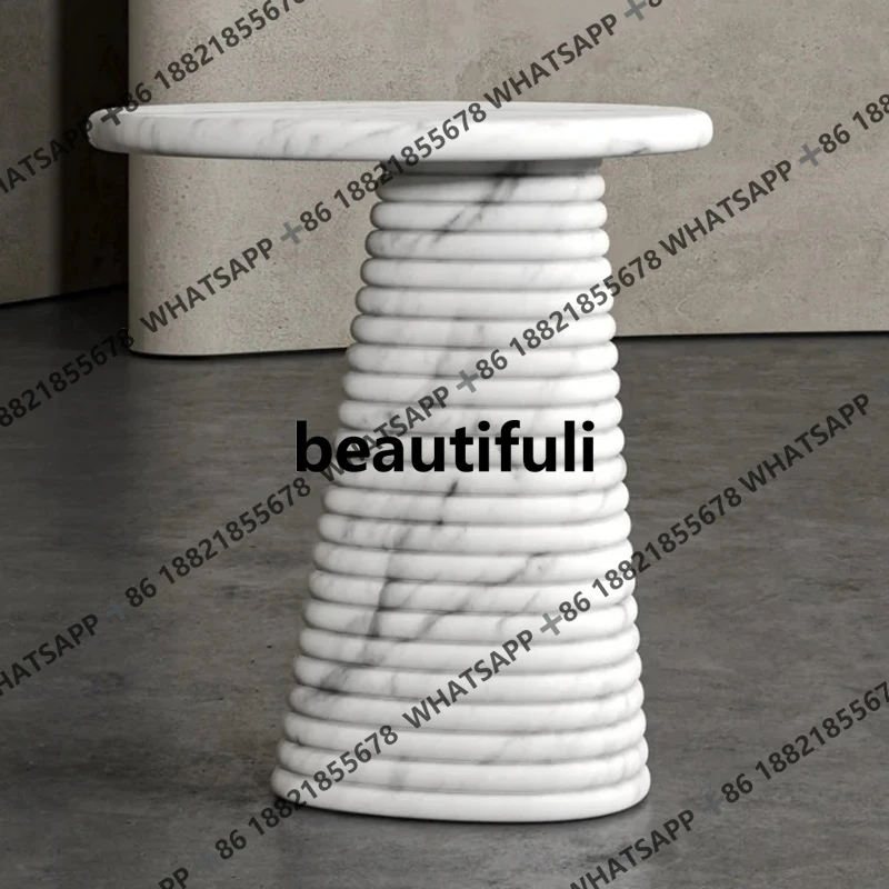 

Nordic natural marble edge few living room corner few light luxury round travertine side table