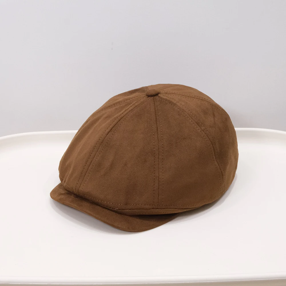 Simple retro style, matte finish with soft texture of octagonal front hat, suitable for both winter and autumn, providing warmth