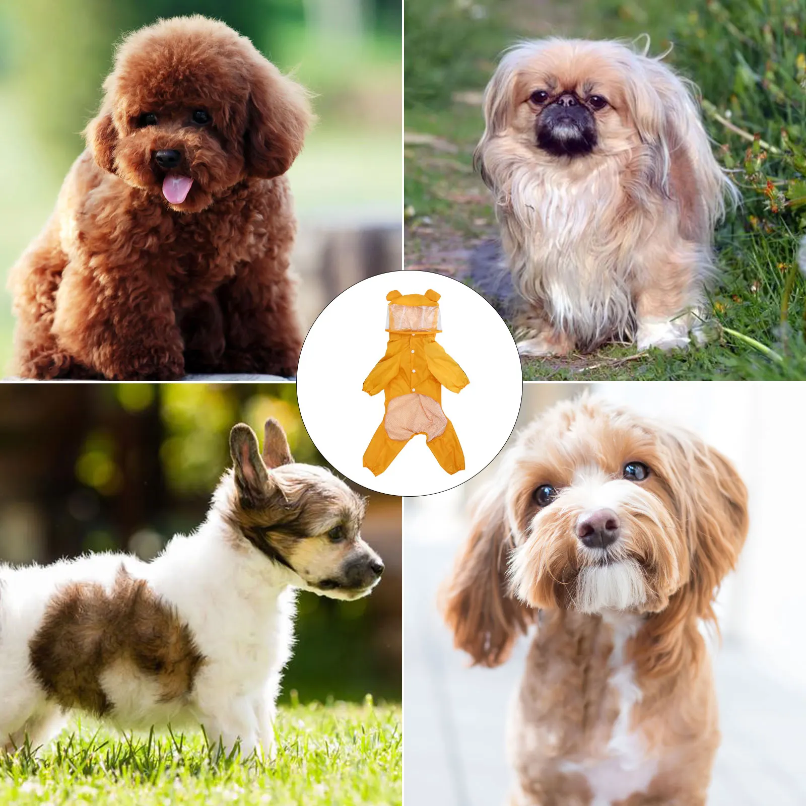 

Waterproof Hooded Dog Raincoat Stylish Pet Rain Slicker Adjustable Leg Straps Packable Lightweight Rain Jacket For Rainy Snowy