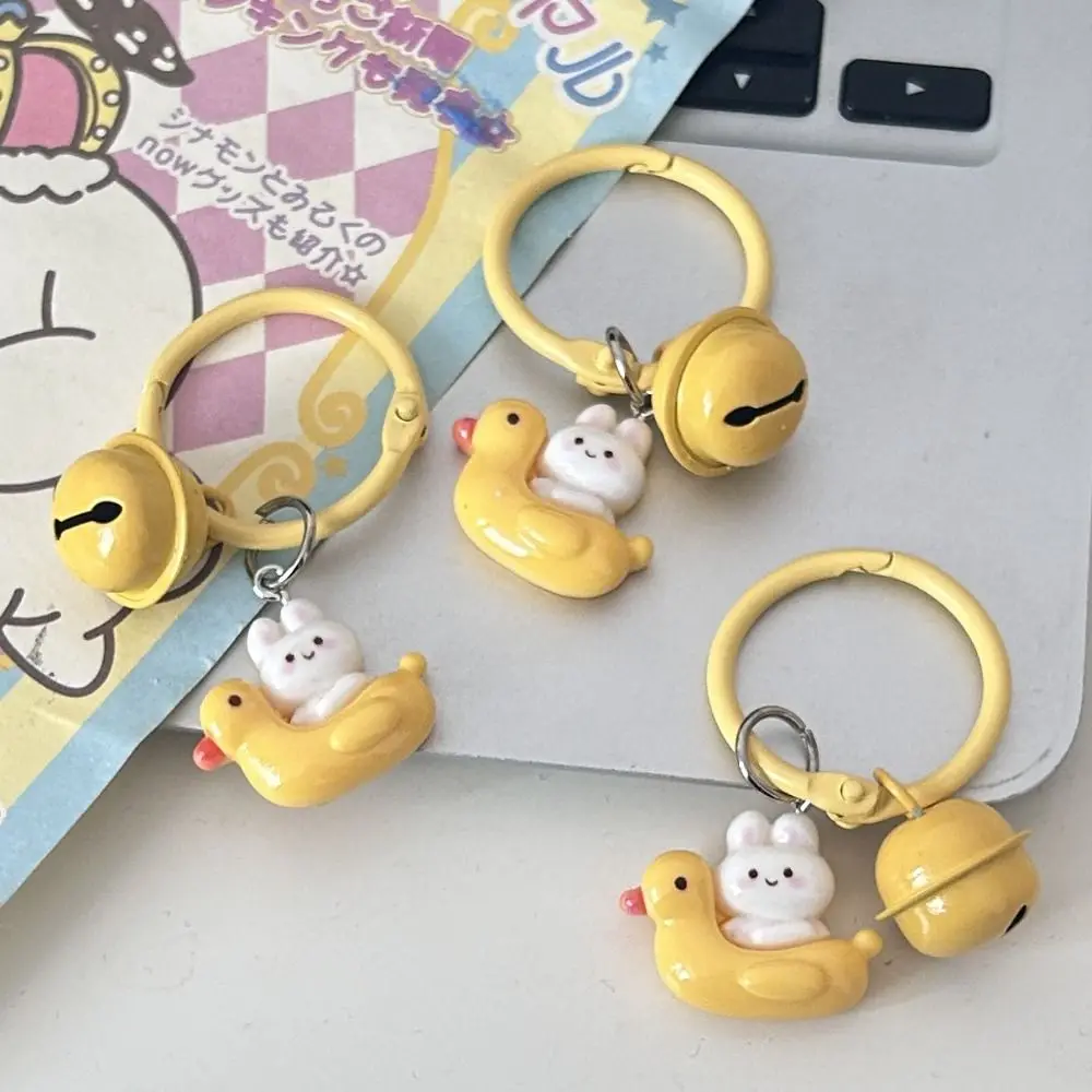 Creative Cartoon Duck Rabbit Cute Keychain with a Bell Bag Accessories Cartoon Hangings Ornament Gift Schoolbag Pendant