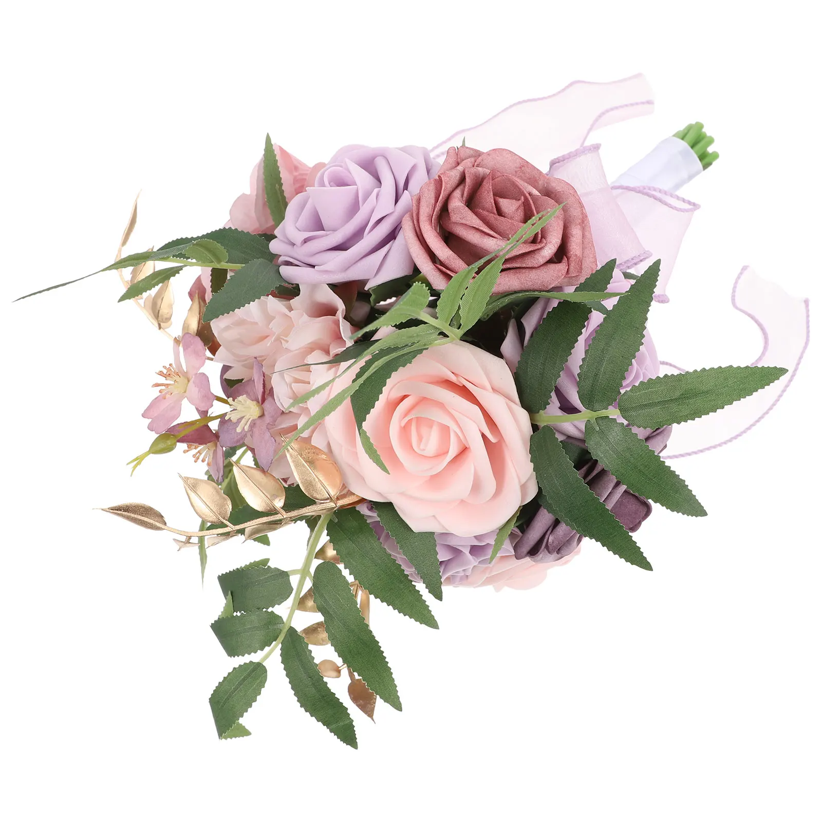 

Rose Green Plant Artificial Bouquet Bridal Bridesmaid Decor Fake Flower Arrangement Table Centerpiece Home Party Decoration