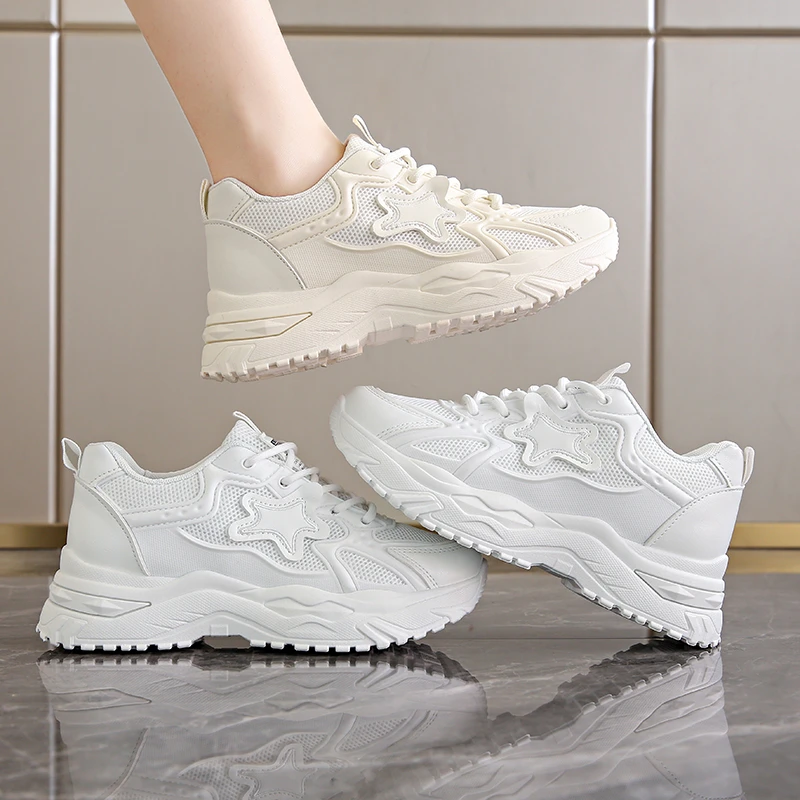 2024 Summer Hot Selling Mesh Breathable Elevated Thick Sole Women's Casual Soft Sole Sports Shoes